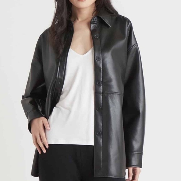 Dex Jackets & Blazers - Dex Faux Leather Shacket Jacket Button Down Size S
